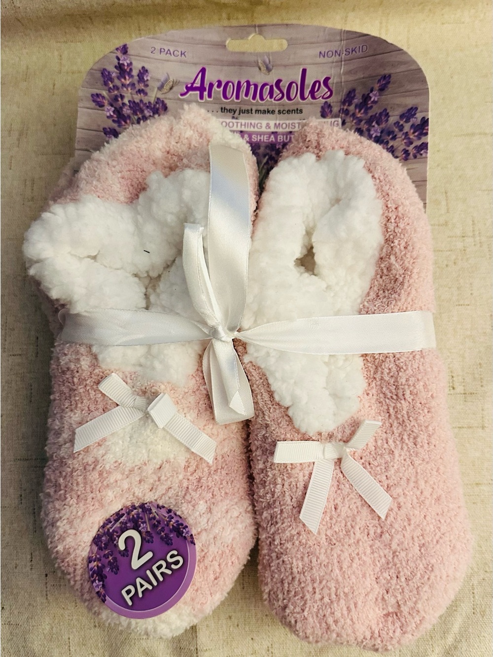 Women's Pink Plush Fleece Slipper Socks - 2 Pack
